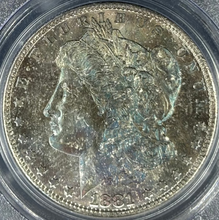 Load image into Gallery viewer, 1881-S $1 Morgan Dollar PCGS MS65 Vivid Blue, Deep Green & Bold Purple Toned Gem
