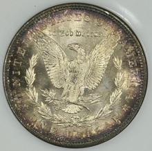 Load image into Gallery viewer, 1879-S $1 Morgan Dollar NGC MS65 Excellent Purple, Blue & Green Rim Toning Fatty