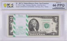 Load image into Gallery viewer, 2017A $2 SOLID/FILLED ERROR 🌟 STAR🌟 NOTE PACK OF 100 CONSECUTIVE PCGS 66 RARE!