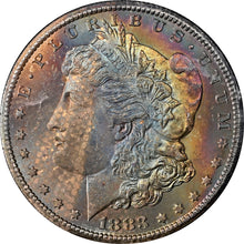 Load image into Gallery viewer, 1883-CC $1 GSA Morgan Silver Dollar NGC MS64* -Textile Rainbow Cartwheel BOX&COA