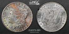 Load image into Gallery viewer, 1883-CC $1 GSA Morgan Silver Dollar NGC MS65 Green, Blue & Russet Toning BOX/COA