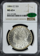 Load image into Gallery viewer, 1884-CC $1 Morgan NGC MS65+ CAC -- Frosty White w/ Light Gold Peripheral Toning