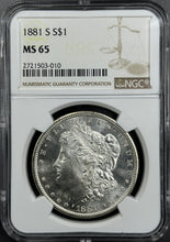 Load image into Gallery viewer, 1881-S $1 Morgan Dollar NGC MS65 Lustrous Blast White Frosty Gem Strong Strike