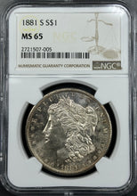 Load image into Gallery viewer, 1881-S $1 Morgan Dollar NGC MS65 -- Lustrous Clean Cheek & Great Strike!