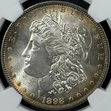 Load image into Gallery viewer, 1898-P $1 Morgan Dollar NGC MS65 Blast White w/ Golden Orange Peripheral Toning
