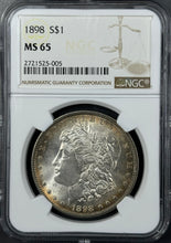 Load image into Gallery viewer, 1898-P $1 Morgan Dollar NGC MS65 Blast White w/ Golden Orange Peripheral Toning