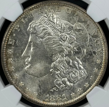 Load image into Gallery viewer, 1881-S $1 Morgan Dollar NGC MS66 Flashy Bright Gem w/ Great Strike & Clean Cheek