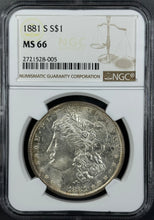 Load image into Gallery viewer, 1881-S $1 Morgan Dollar NGC MS66 Flashy Bright Gem w/ Great Strike & Clean Cheek