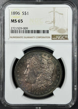 Load image into Gallery viewer, 1896-P $1 Morgan Dollar NGC MS65 - Incredible Sea Green, Russet & Blue Toned Gem
