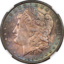 Load image into Gallery viewer, 1896-P $1 Morgan Dollar NGC MS65 - Incredible Sea Green, Russet & Blue Toned Gem