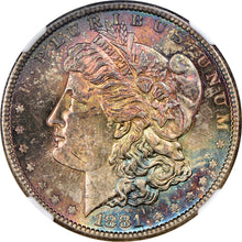 Load image into Gallery viewer, 1881-S $1 Morgan Dollar NGC MS66 Breathtaking Gem w/ Russet, Blue & Green Toning