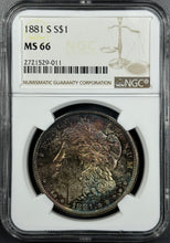 Load image into Gallery viewer, 1881-S $1 Morgan Dollar NGC MS66 Breathtaking Gem w/ Russet, Blue & Green Toning