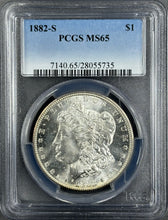 Load image into Gallery viewer, 1882-S $1 Morgan Dollar PCGS MS65 -- Stunning Flashy Blast White Lustrous Gem