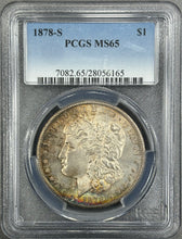 Load image into Gallery viewer, 1878-S $1 Morgan Dollar PCGS MS65 - Excellent Colorful Toning with Strong Strike