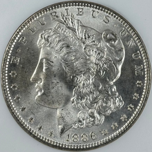 Load image into Gallery viewer, 1886-P $1 Morgan Dollar NGC MS65 -- Blast White Lustrous Gem w/ Great Strike!