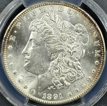 Load image into Gallery viewer, 1891-P $1 Morgan Dollar PCGS MS64+ CAC -- Breathtaking Lustrous Blast White