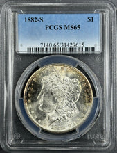 Load image into Gallery viewer, 1882-S $1 Morgan PCGS MS65 -- Beautiful Gem w/ Light Golden Peripheral Toning