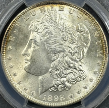 Load image into Gallery viewer, 1898-P $1 Morgan PCGS MS65 Bright White Gem w/ Pleasing Light Peripheral Toning
