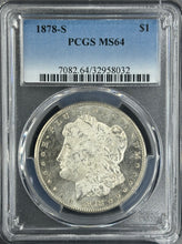 Load image into Gallery viewer, 1878-S $1 Morgan Dollar PCGS MS64 Lustrous White & FROSTY!