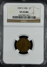 Load image into Gallery viewer, 1909-S VDB 1¢ Lincoln Penny NGC VF25 BN -- Rich Brown Circulated Key Date