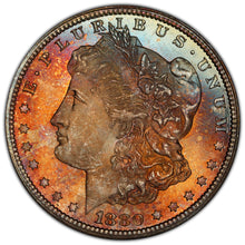 Load image into Gallery viewer, 1880-CC $1 Morgan Dollar PCGS MS65+ Vibrant Orange, Vivid Blue, and Rich Fuchsia
