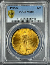 Load image into Gallery viewer, 1915-S $20 Gold Saint Gaudens Double Eagle PCGS MS65 - Rich Vibrant Orange Gold