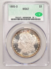 Load image into Gallery viewer, 1885-O $1 Morgan Dollar CACG MS67 - Frosty White Gem w/ Golden Peripheral Toning