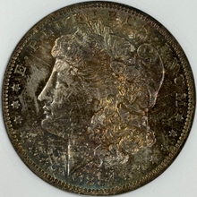 Load image into Gallery viewer, 1884-O $1 Morgan Dollar VAM-32 ANACS MS65 Fabulous Blue, Green & Russet Soapbox