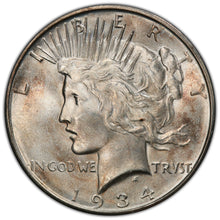 Load image into Gallery viewer, 1934-D $1 Peace Dollar PCGS MS65 -- Bright & Lustrous w/ Light Golden Toning
