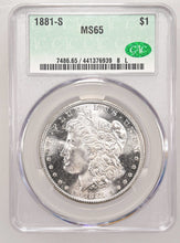 Load image into Gallery viewer, 1881-S $1 Morgan Dollar CACG MS65 -- Extraordinary Blast White Lustrous Gem