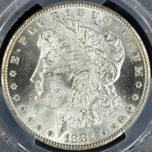 Load image into Gallery viewer, 1881-CC $1 Morgan Dollar PCGS MS65 -- Breathtaking Lustrous Frosty White Gem