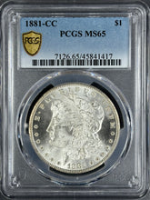 Load image into Gallery viewer, 1881-CC $1 Morgan Dollar PCGS MS65 -- Breathtaking Lustrous Frosty White Gem