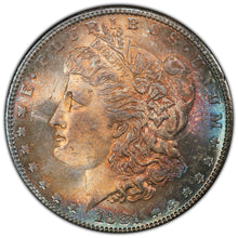 Load image into Gallery viewer, 1881-S $1 Morgan Dollar PCGS MS67 - Stunning Bright Blue, Orange & Russet Toning