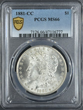 Load image into Gallery viewer, 1881-CC $1 Morgan Dollar PCGS MS66 Astonishing Bright White Gem w/ Great Strike!
