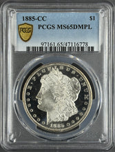 Load image into Gallery viewer, 1885-CC $1 Morgan Dollar PCGS MS65 DMPL Phenomenal Frosty Cameo Deep Mirror Gem
