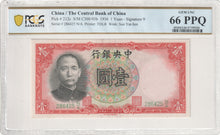 Load image into Gallery viewer, CHINA 1936 1 Yuan P212c Central Bank of China - PCGS Gem UNC 66 EPQ