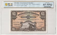 Load image into Gallery viewer, Gibraltar 1975 £5 P19b PCGS Gem Uncirculated 65 PPQ - Wonderful Crisp Note