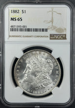 Load image into Gallery viewer, 1882-P $1 Morgan Dollar NGC MS65 - Blast White Lustrous Gem w/ Great Full Strike