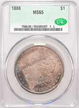 Load image into Gallery viewer, 1888-P $1 Morgan Dollar CACG MS65 -- Marvelous Russet & Vivid Blue Toned Gem