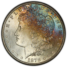 Load image into Gallery viewer, 1878-CC $1 Morgan Silver Dollar PCGS MS65 Outstanding Rainbow Gradient Toning