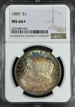 Load image into Gallery viewer, 1889-P $1 Morgan Dollar NGC MS66+ -- Beautiful Blue, Orange & Russet Toned Gem