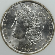 Load image into Gallery viewer, 1887-P $1 Morgan Dollar NGC MS65 -- Outstanding Blast White Lustrous Gem