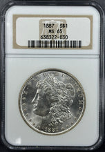 Load image into Gallery viewer, 1887-P $1 Morgan Dollar NGC MS65 -- Outstanding Blast White Lustrous Gem