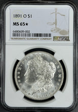 Load image into Gallery viewer, 1891-O $1 Morgan Dollar NGC MS65 Star ๐ Fantastic Bright White Flashy Gem Wow!