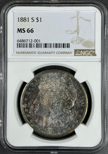 Load image into Gallery viewer, 1881-S $1 Morgan NGC MS66 -- Stellar Deep Blue & Russet Toned Gem - A Blueberry!