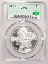 Load image into Gallery viewer, 1881-S $1 Morgan Dollar CACG MS65 Amazing Blast White Gem w/ Great Strike!