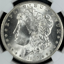 Load image into Gallery viewer, 1889-S $1 Morgan Dollar NGC MS65 -- Lustrous Bright White Gem w/ Nice Strike!