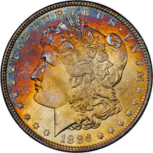 Load image into Gallery viewer, 1886-P $1 Morgan NGC MS65 Star ๐- Outrageous Fiery Orange, Russet & Blue Toning