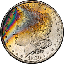 Load image into Gallery viewer, 1880-S $1 Morgan Dollar NGC MS64 Star🌟 -- Incredible Bright Rainbow Toning