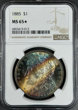 Load image into Gallery viewer, 1885-P $1 Morgan NGC MS65 Star 🌟 - Breathtaking Blue, Orange & Russet Toned Gem